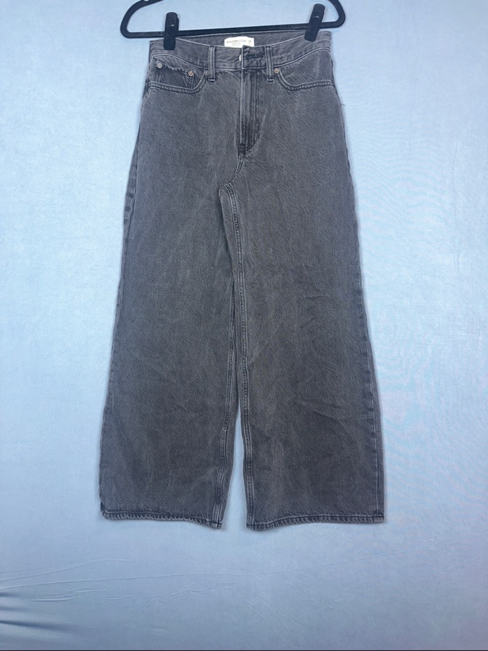 Abercrombie Wide Leg Jeans Black High Rise Womens Size 26 Short Petite